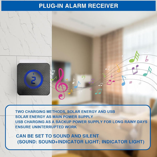 Driveway Alarm Entry Detector Solar Passage Wireless = Security Weatherproof Access Sensors & Motion Detectors