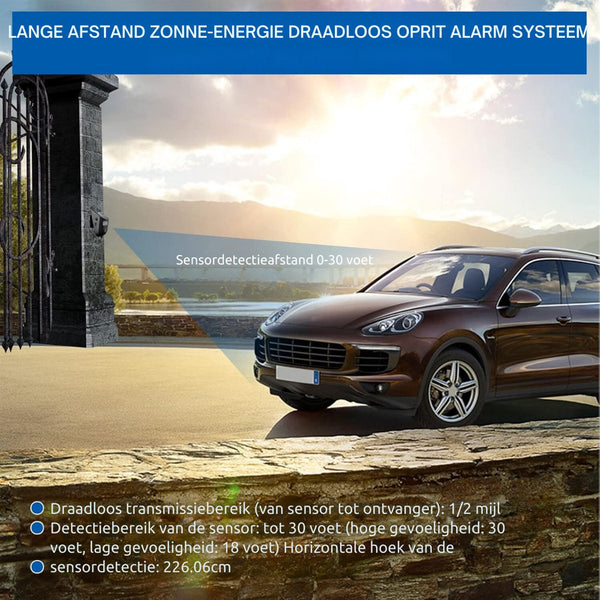 Driveway Alarm Entry Detector Solar Passage Wireless = Security Weatherproof Access Sensors & Motion Detectors