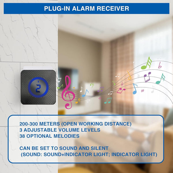 Solar Driveway Alarm System With 2 Sensors & 1 Doorbell Wireless Motion Detector Sensors & Motion Detectors