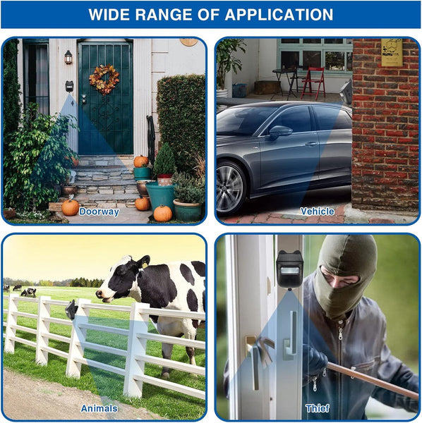 Solar Driveway Alarm System With 2 Sensors & 1 Doorbell Wireless Motion Detector Sensors & Motion Detectors