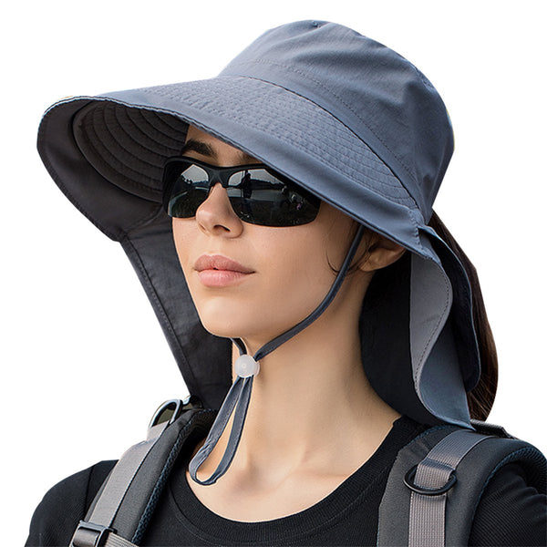 Women's And Men's Sun Hat Foldable Garden Wide Brim With Neck Flap Chin Strap For Outdoor Activities Gardening Dark Grey 1 Piece Hats