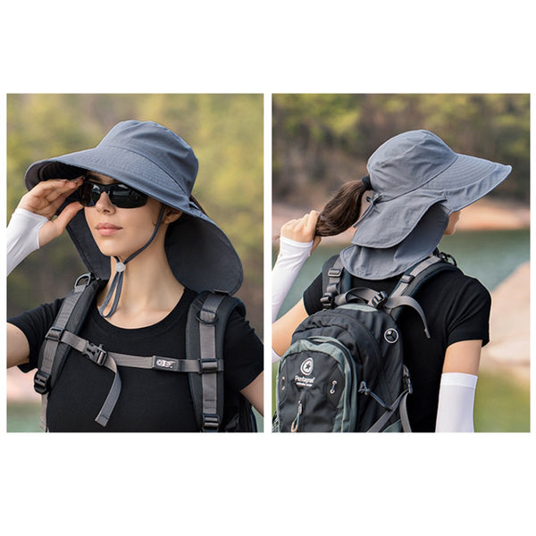 Women's And Men's Sun Hat Foldable Garden Wide Brim With Neck Flap Chin Strap For Outdoor Activities Gardening Dark Grey 1 Piece Hats