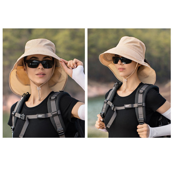 Women's And Men's Sun Hat Foldable Garden Wide Brim With Neck Flap Chin Strap For Outdoor Activities Gardening Cream Color 1 Piece Hats