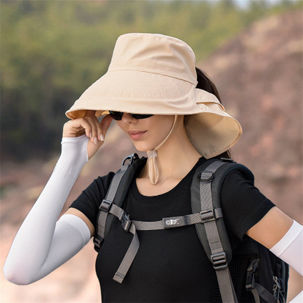 Women's And Men's Sun Hat Foldable Garden Wide Brim With Neck Flap Chin Strap For Outdoor Activities Gardening Cream Color 1 Piece Hats