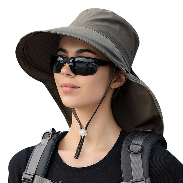 Women's And Men's Sun Hat Foldable Garden Wide Brim With Neck Flap Chin Strap For Outdoor Activities Gardening Army Green 1 Piece Hats