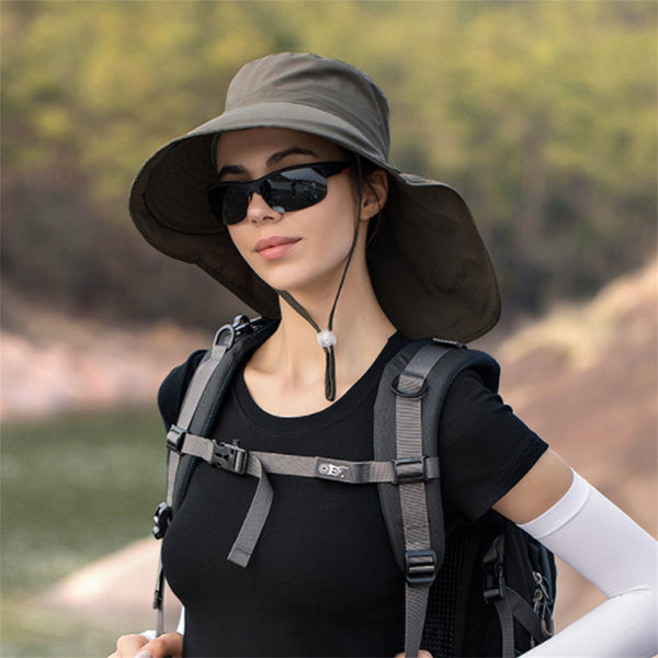 Women's And Men's Sun Hat Foldable Garden Wide Brim With Neck Flap Chin Strap For Outdoor Activities Gardening Army Green 1 Piece Hats