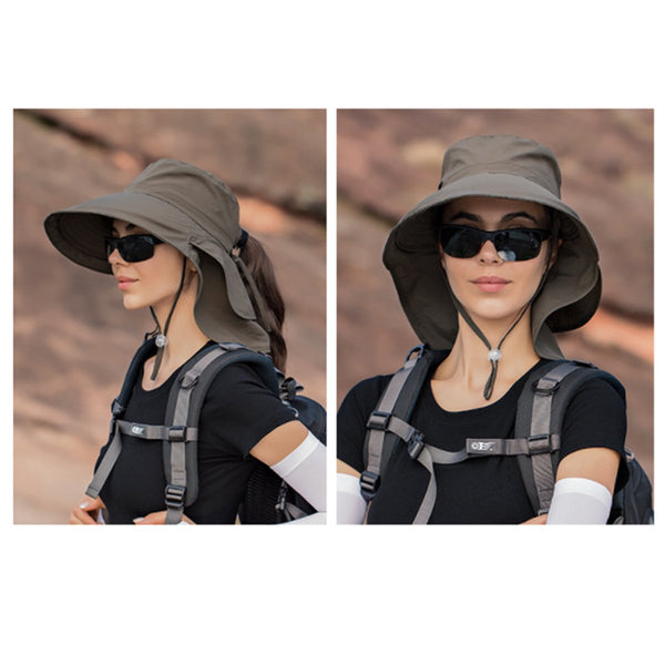 Women's And Men's Sun Hat Foldable Garden Wide Brim With Neck Flap Chin Strap For Outdoor Activities Gardening Army Green 1 Piece Hats