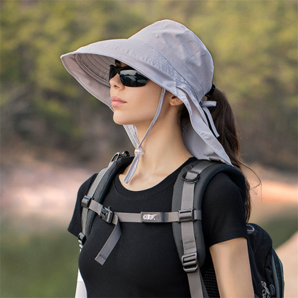 Women's And Men's Sun Hat Foldable Garden Wide Brim With Neck Flap Chin Strap For Outdoor Activities Gardening Light Grey 1 Piece Hats