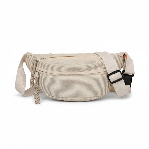 Unisex Corduroy Fanny Pack White Women's Bags & Handbags