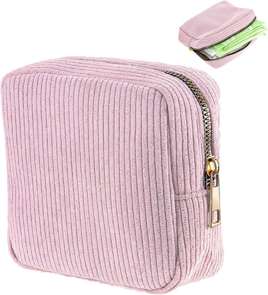 Women's Toiletry Bag Tampon Storage Corduroy Small Makeup Portable Pink Makeup Bags & Cases