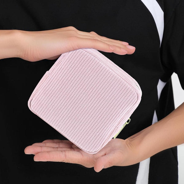 Women's Toiletry Bag Tampon Storage Corduroy Small Makeup Portable Pink Makeup Bags & Cases