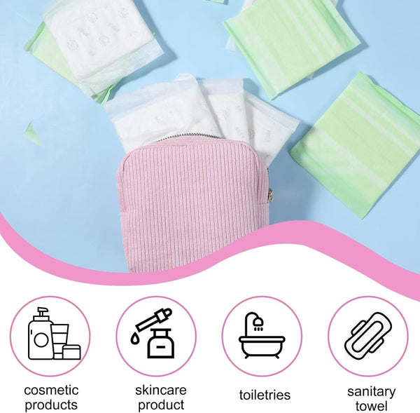 Women's Toiletry Bag Tampon Storage Corduroy Small Makeup Portable Pink Makeup Bags & Cases