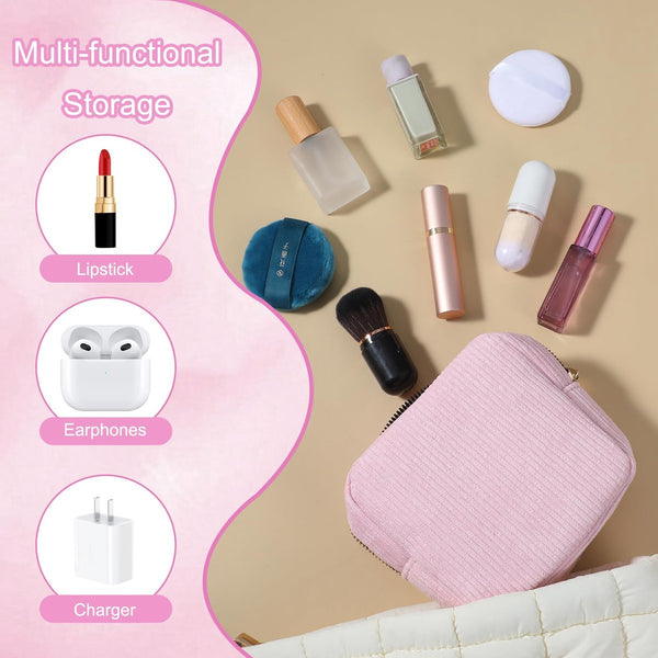 Women's Toiletry Bag Tampon Storage Corduroy Small Makeup Portable Pink Makeup Bags & Cases