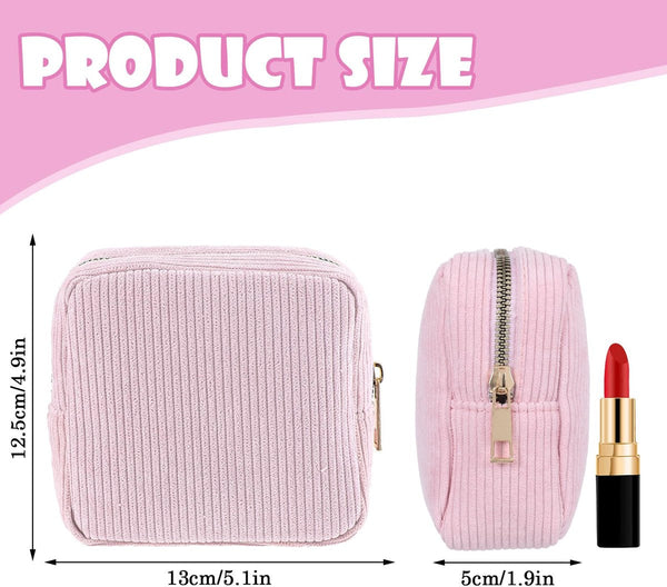 Women's Toiletry Bag Tampon Storage Corduroy Small Makeup Portable Pink Makeup Bags & Cases