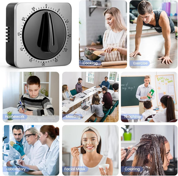 Kitchen For Cooking Chef's With Audible Alarm Mechanical Desktop No Batteries Required Magnetic Back Beautiful Stainless Steel Countdown Reminder Time