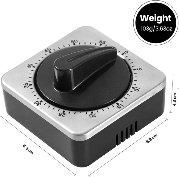 Kitchen For Cooking Chef's With Audible Alarm Mechanical Desktop No Batteries Required Magnetic Back Beautiful Stainless Steel Countdown Reminder Time