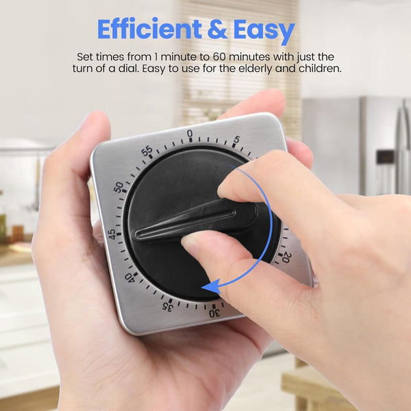 Kitchen For Cooking Chef's With Audible Alarm Mechanical Desktop No Batteries Required Magnetic Back Beautiful Stainless Steel Countdown Reminder Time
