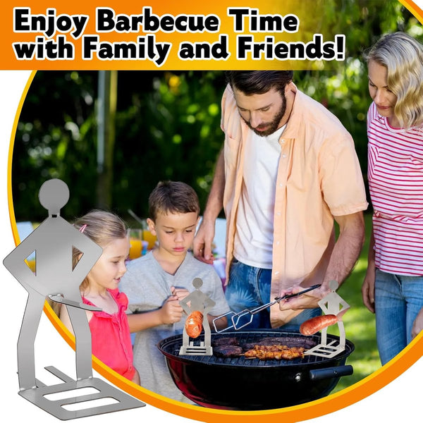Bbq Stainless Steel Sausage Holder 3 Pieces Portable Standing Man Fun Fork Camping Picnic Garden Kitchen Gifts Men Barbecues Grills & Smokers