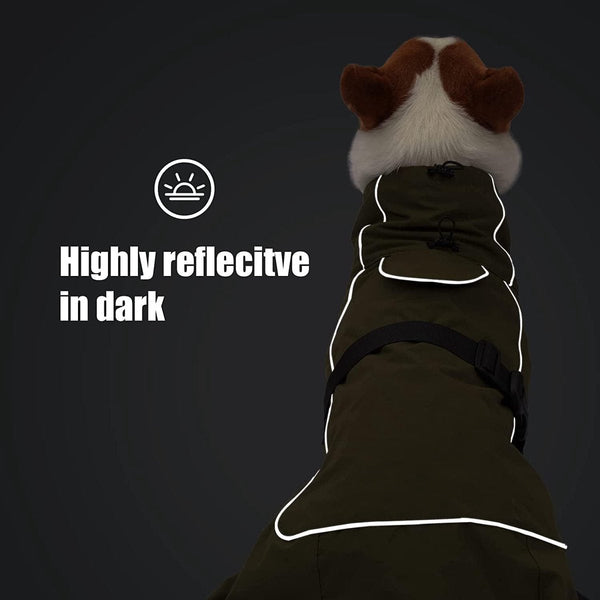 Dog Raincoat Jacket Waterproof Winter Coat Windproof Reflective Strip Black Size Xxl Perfect For Medium And Large Dogs Dog Clothing & Shoes