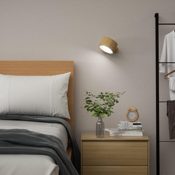 Night Light Indoor Wall Rechargeable Children's With 1 Battery Touch Control 3 Brightness Levels 360A Rotation For Living Room Bedroom Staircase Wood