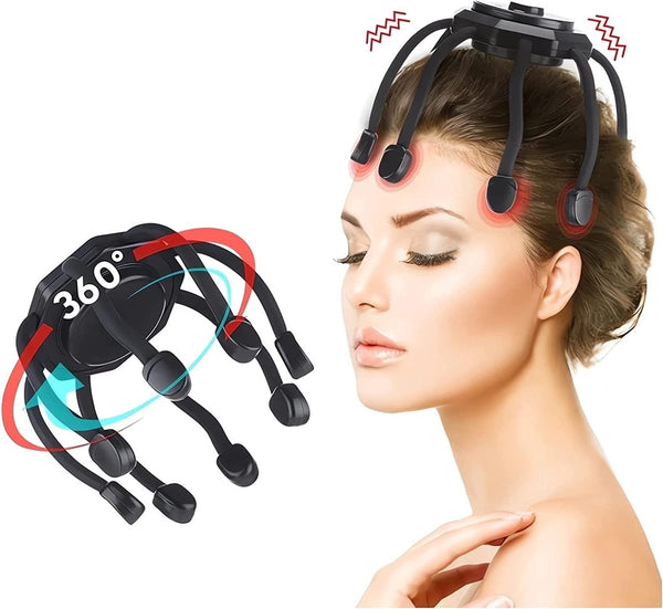 Ultra Rechargeable 3 Point Vibrating Head Massager For Stress Relief Anxiety Relaxation Deep Sleep Portable Removable Attachment Massagers