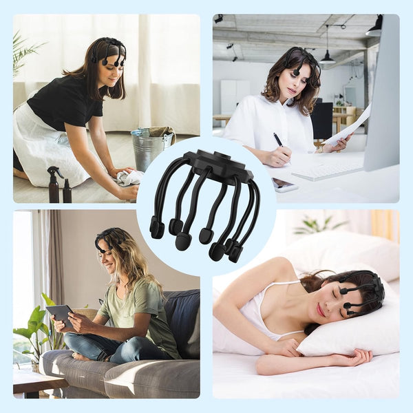Ultra Rechargeable 3 Point Vibrating Head Massager For Stress Relief Anxiety Relaxation Deep Sleep Portable Removable Attachment Massagers