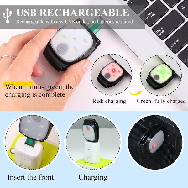 Clip On Outdoor Running Light Led Flashlight Usb Rechargeable Reflective Plastic Safety Accessory For Running/Training/Racing. Safety & Reflective Gea
