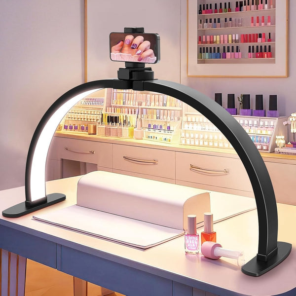 Desk Lamp Manicure Nail Technician Half Moon Large Led Table With Phone Holder 3 Enlightenment Style Modes Black Lamps
