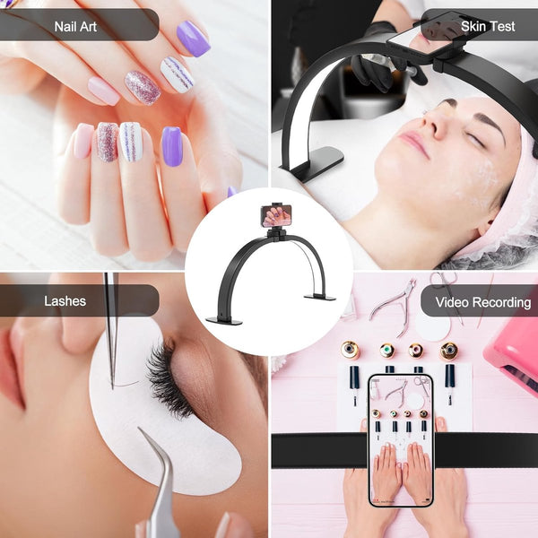 Desk Lamp Manicure Nail Technician Half Moon Large Led Table With Phone Holder 3 Enlightenment Style Modes Black Lamps