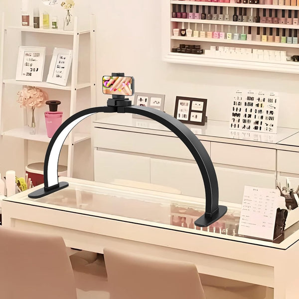 Desk Lamp Manicure Nail Technician Half Moon Large Led Table With Phone Holder 3 Enlightenment Style Modes Black Lamps