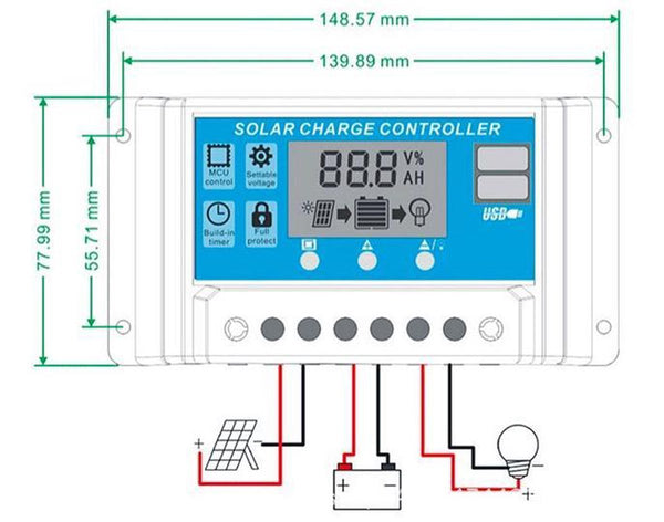 20A Pwm Solar Charge Controller Lcd Usb 12V 24V Solar Power Chargers