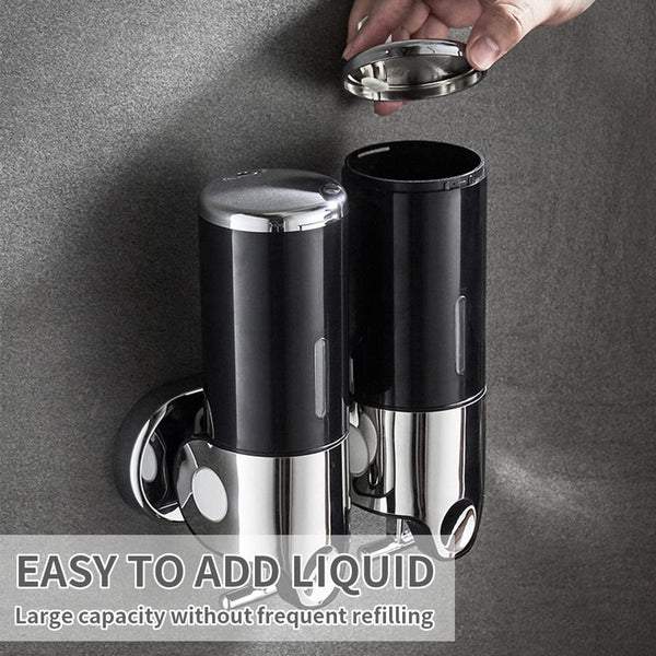 2 X 500Ml Wall Mounted Soap Dispenser Black Soap Dishes & Dispensers