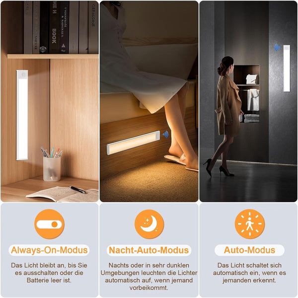 20Cm Led Under Cabinet Lights With Motion Sensor 3 Color Temps Rechargeable Pack Smart Lighting Accessories