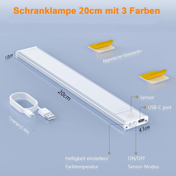 20Cm Led Under Cabinet Lights With Motion Sensor 3 Color Temps Rechargeable Pack Smart Lighting Accessories