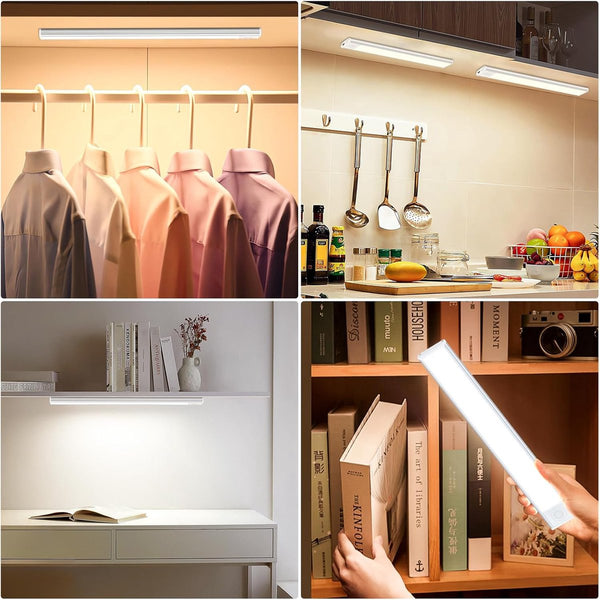 20Cm Led Under Cabinet Lights With Motion Sensor 3 Color Temps Rechargeable Pack Smart Lighting Accessories