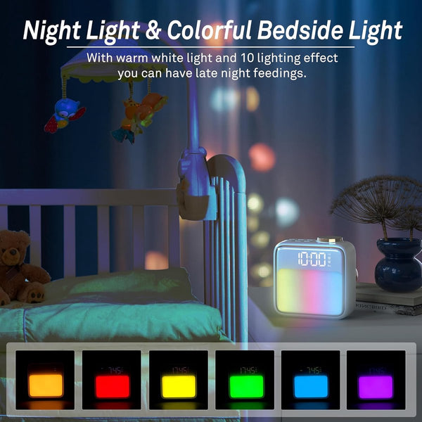 Digital Alarm Clock Night Light Built In Battery 6 Scenes Dual Snooze Gift For Children Teenagers White Alarm Clocks & Clock Radios
