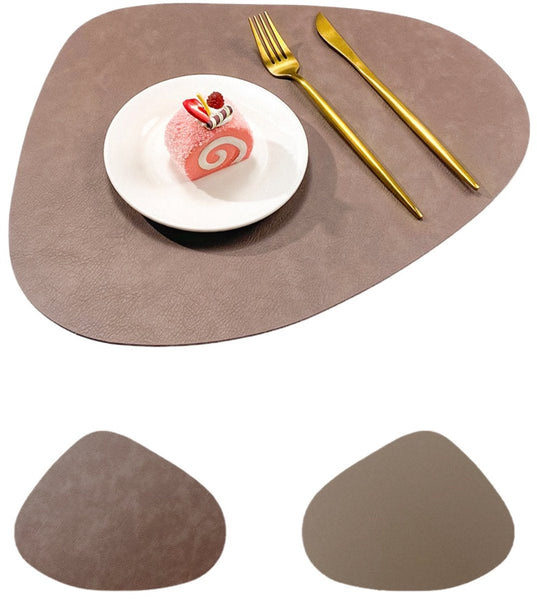 Set Of 4 Dark Brown Reversible Non Slip Heat Resistant Faux Leather Placemats