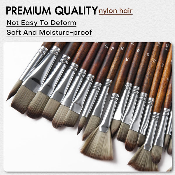 25Pc Acrylic Brush Set With Fabric Tray & Drawing Board Multi Media Brushes Artists Brushes