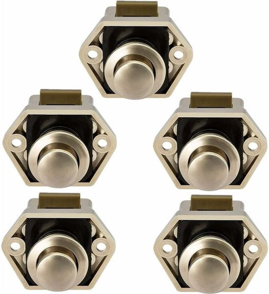 Push Button For Camper Van Locking Shutter Door Camping Rv Motorcycle Caravan 5 Pieces (Nickel) Trailer Parts