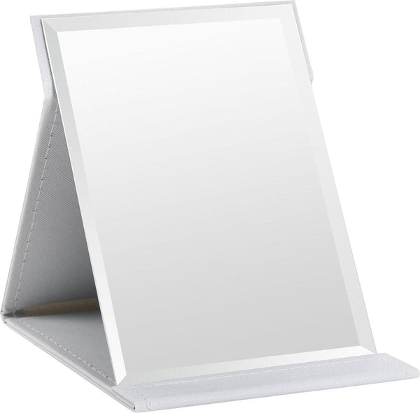 Folding Tabletop Mirror With Pu Leather Cover 125 X 17 Cm Portable Travel Stand Makeup For Office And Camping Makeup Mirrors