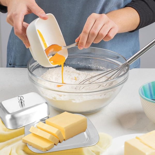 Stainless Steel Butter Dish With Lid For 250G Of Dessert Bowl And Cheese Bread Box Restaurant Home Use 186 X 12 65 Cm Butter Dishes