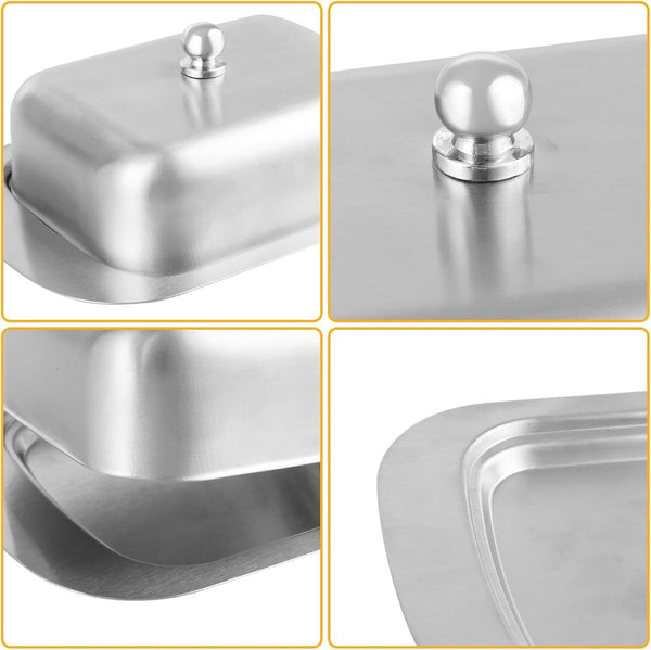 Stainless Steel Butter Dish With Lid For 250G Of Dessert Bowl And Cheese Bread Box Restaurant Home Use 186 X 12 65 Cm Butter Dishes