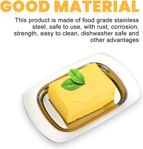 Stainless Steel Butter Dish With Lid For 250G Of Dessert Bowl And Cheese Bread Box Restaurant Home Use 186 X 12 65 Cm Butter Dishes