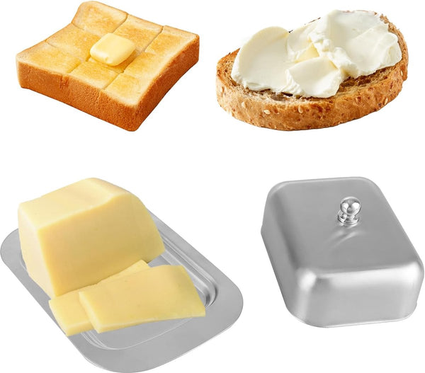 Stainless Steel Butter Dish With Lid For 250G Of Dessert Bowl And Cheese Bread Box Restaurant Home Use 186 X 12 65 Cm Butter Dishes