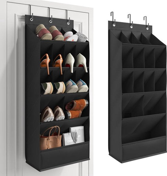 Hanging Shoe Organizer Storage 15 Large Compartments Met Haken Over The Door Space Saving For Shoes Home Accessories Black Shoe Organisers
