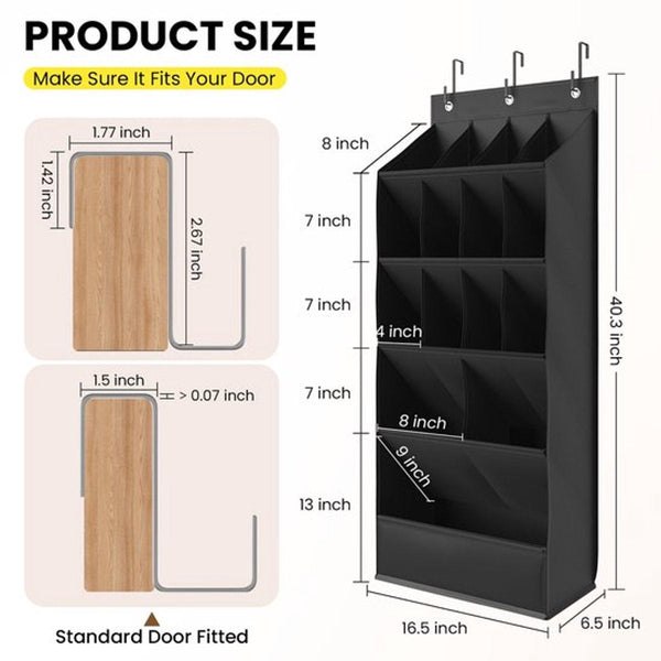 Hanging Shoe Organizer Storage 15 Large Compartments Met Haken Over The Door Space Saving For Shoes Home Accessories Black Shoe Organisers