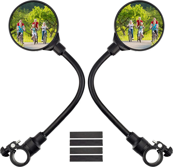 2 Piece Convex Bicycle Universal Hd Handlebar With 360 Degree Rotation And Wider Field Of View For Bicycles Electric Bikes Mirrors