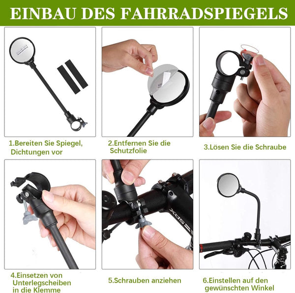 2 Piece Convex Bicycle Universal Hd Handlebar With 360 Degree Rotation And Wider Field Of View For Bicycles Electric Bikes Mirrors