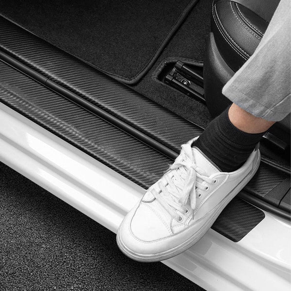 Car Door Sill Moldings Set Of 5 Universal Entry For Suvs Anti Scratch Stickers With Film Mouldings Trim