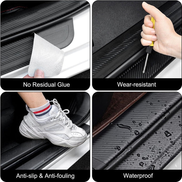 Car Door Sill Moldings Set Of 5 Universal Entry For Suvs Anti Scratch Stickers With Film Mouldings Trim
